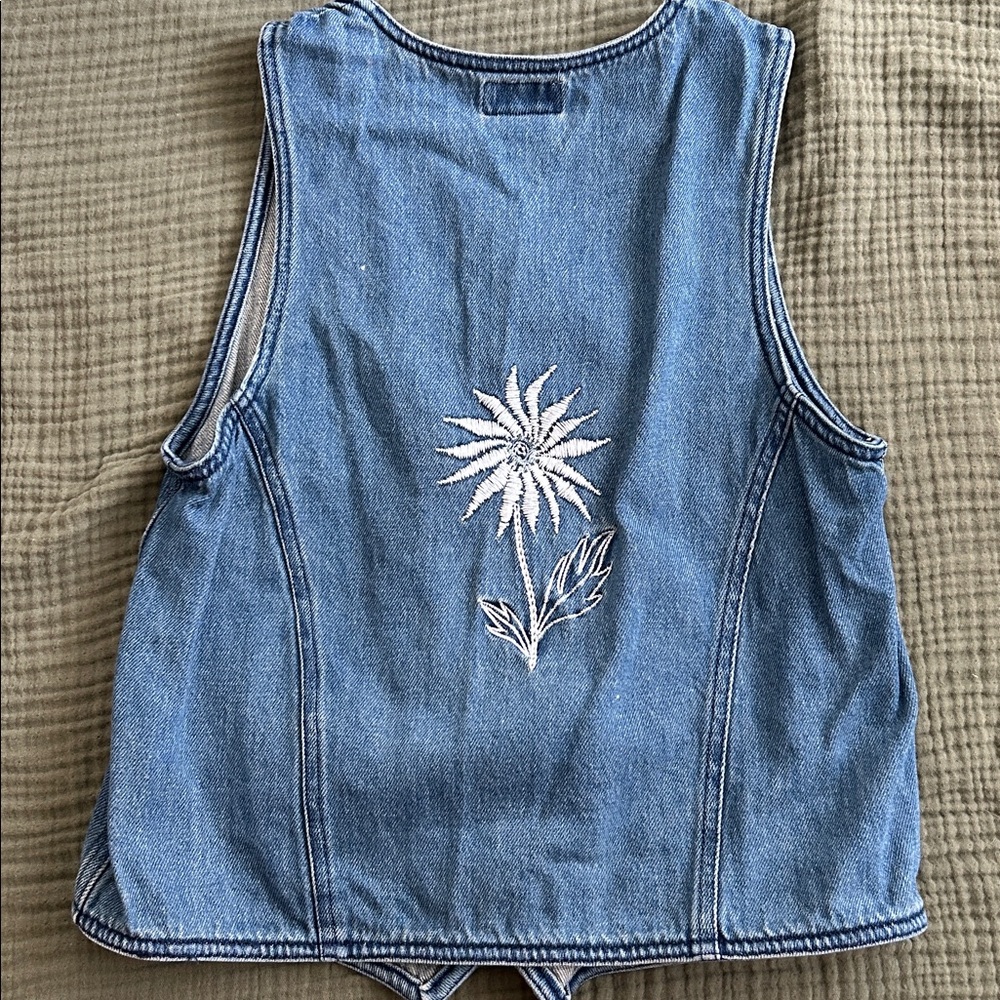 Brixton Light Blue Denim Embroidered Vest - Picture 3 of 4